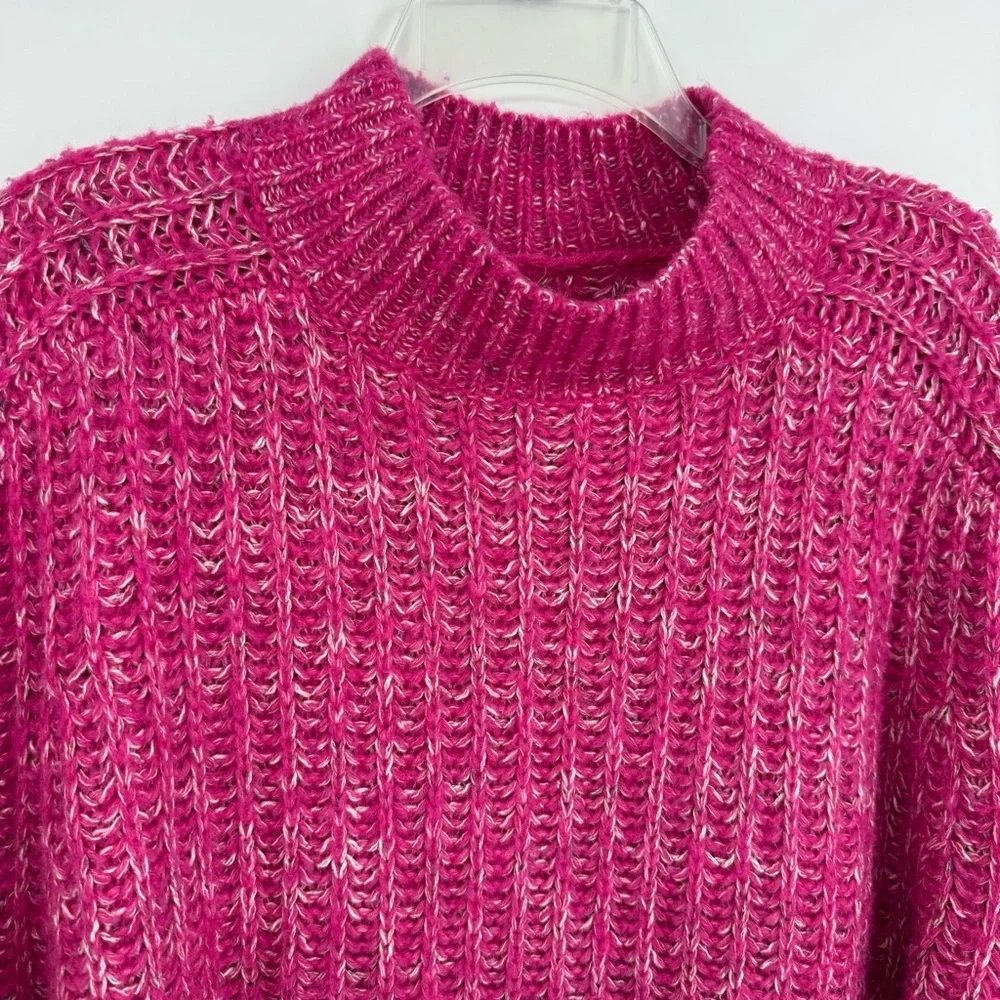Anthropologie Pilcro Mock Neck Chunky Rib Knit Sweater Size M Pink Pullover